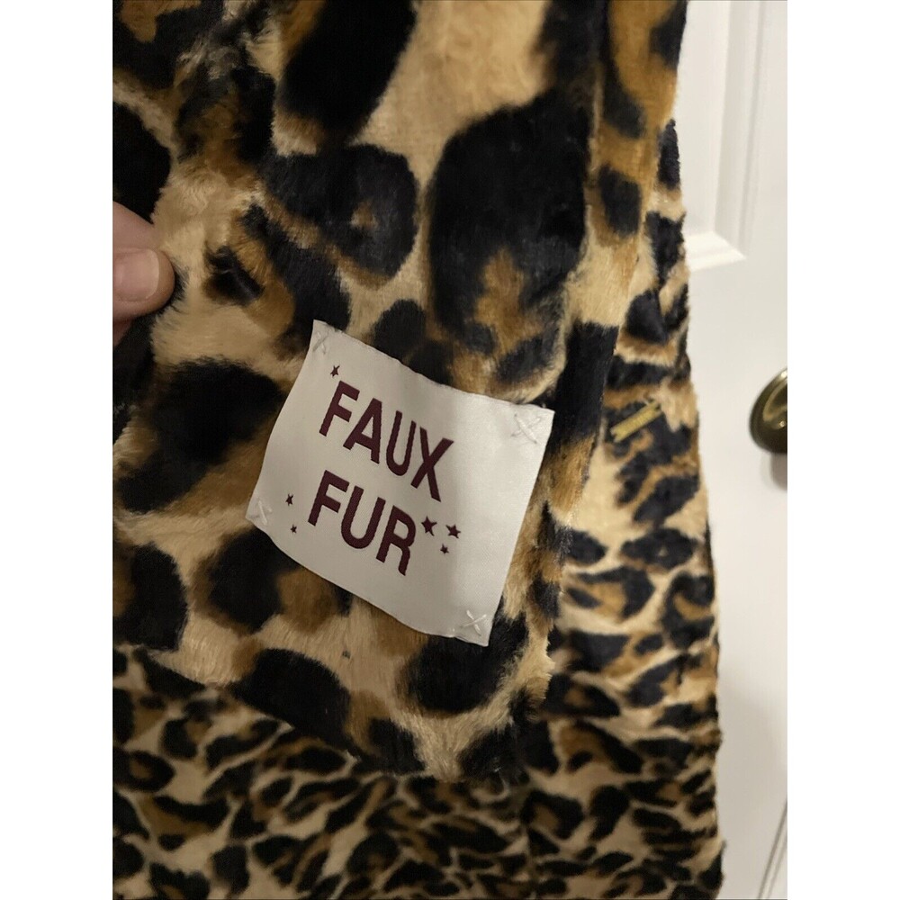 Scotch & Soda Leopard Print Faux Fur Trench Coat - Tan, Black - Picture 4 of 12